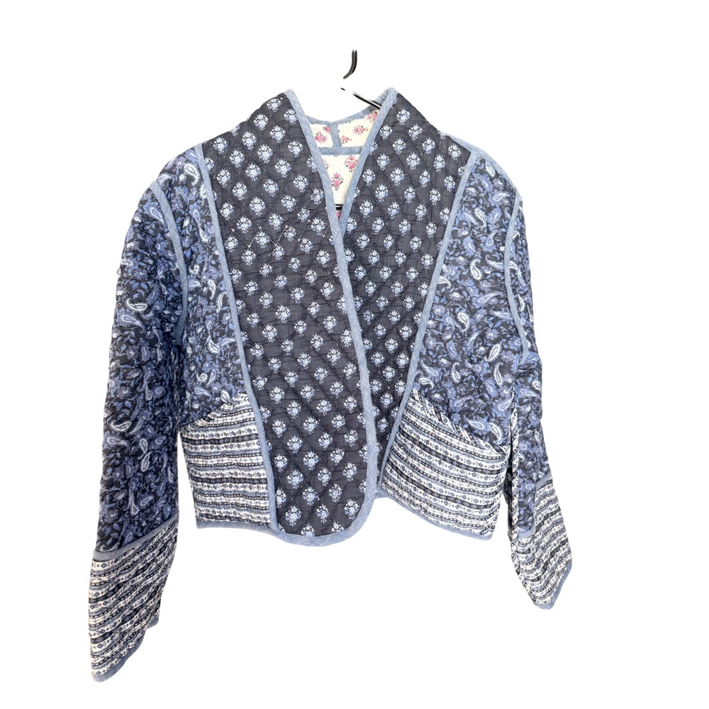 Mango MNG Reversible Quilted Paisley Floral Boho Jacket Size M